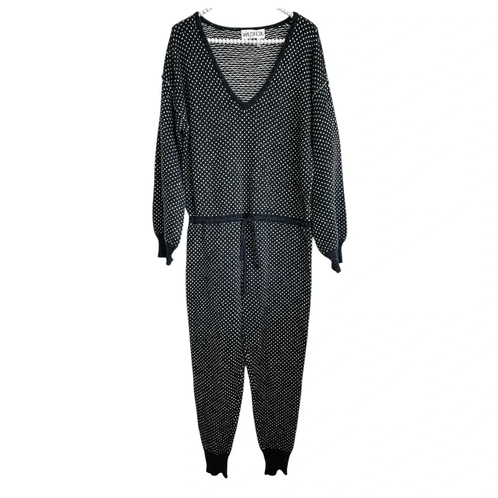 WildFox Y2k Birdseye Knit One Piece Pajama Small Lounge Wool Silk Leisure Gray